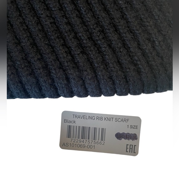 All Saints Wool Traveling Rib Knit Scarf Black One Size - Picture 4 of 8